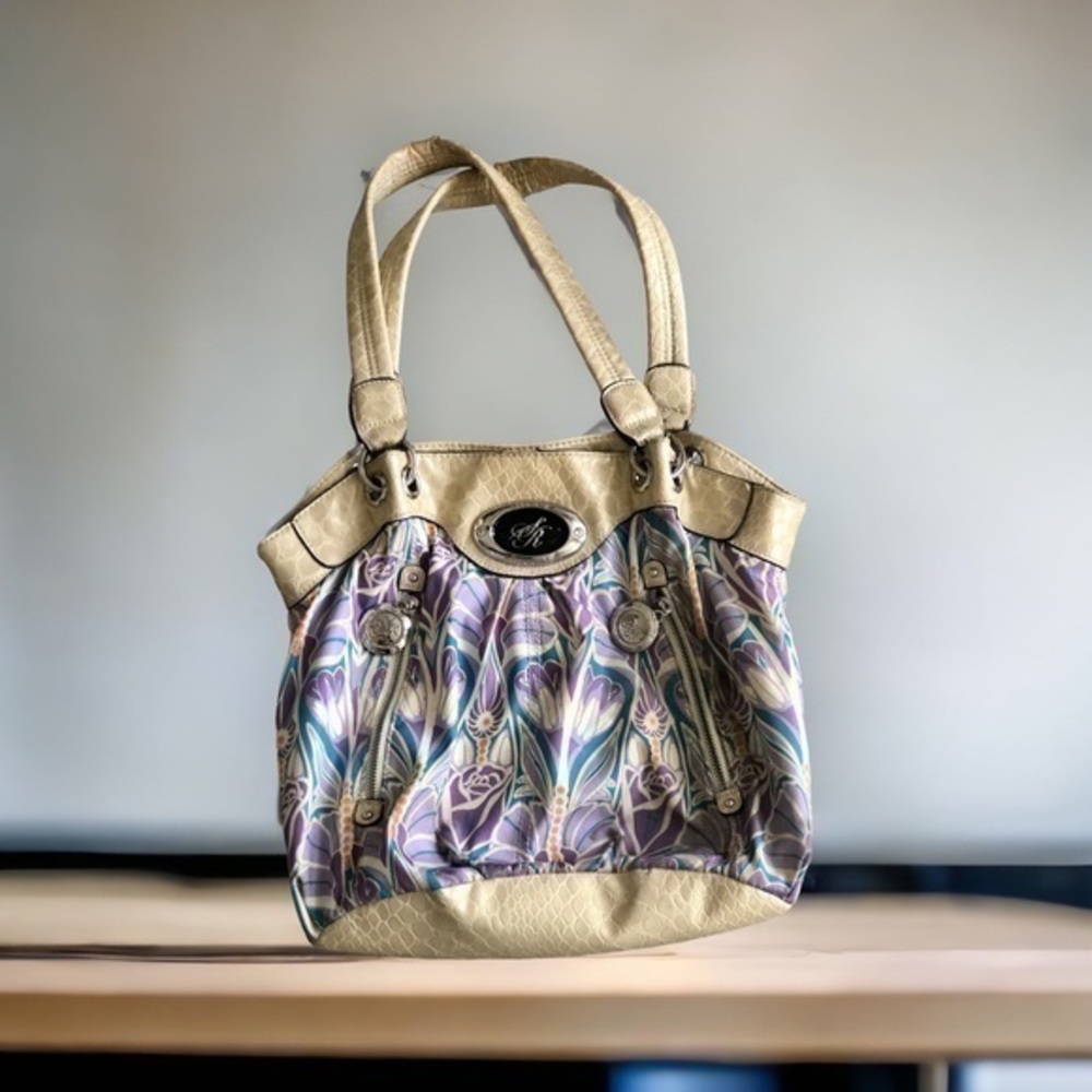 Sienna Ricchi Purple Cream Floral Shoulder Bag